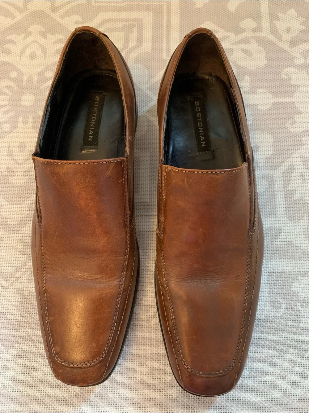 BOSTONIAN Square Toe Dress Loafers Men’s 8.5 M Brown Leather Slip-On 28246